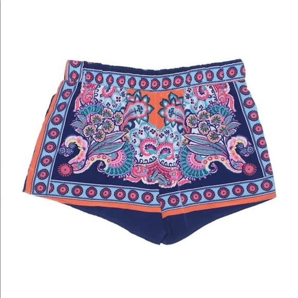 Francesca’s Blue Rain colorful multicolor blue nomad boho shorts size 1 - Picture 7 of 7